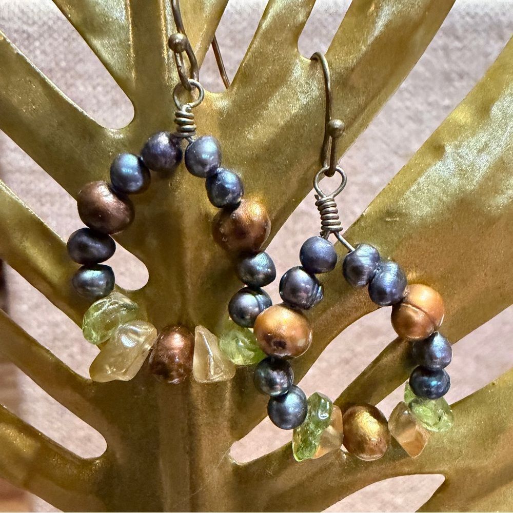 Handmade Genuine Pearl Elegant Beaded Hoop Earrings